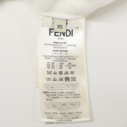 Fendi White Logo Fur Back Zip Sweatshirt XS — view 4