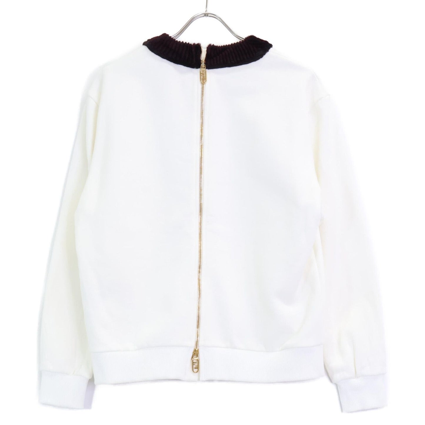 Fendi White Logo Fur Back Zip Sweatshirt XS — view 2