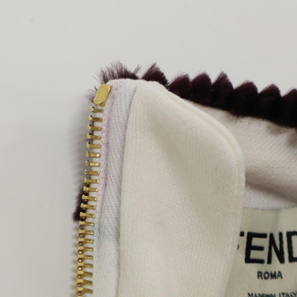 Fendi White Logo Fur Back Zip Sweatshirt XS — view 9