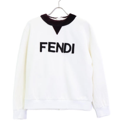Fendi White Logo Fur Back Zip Sweatshirt XS