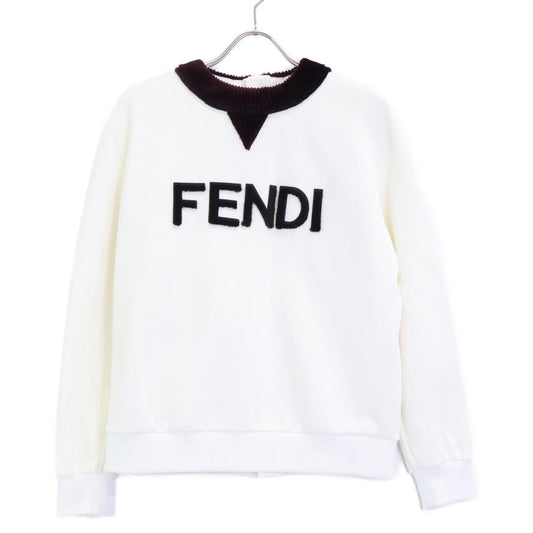 Fendi White Logo Fur Back Zip Sweatshirt XS