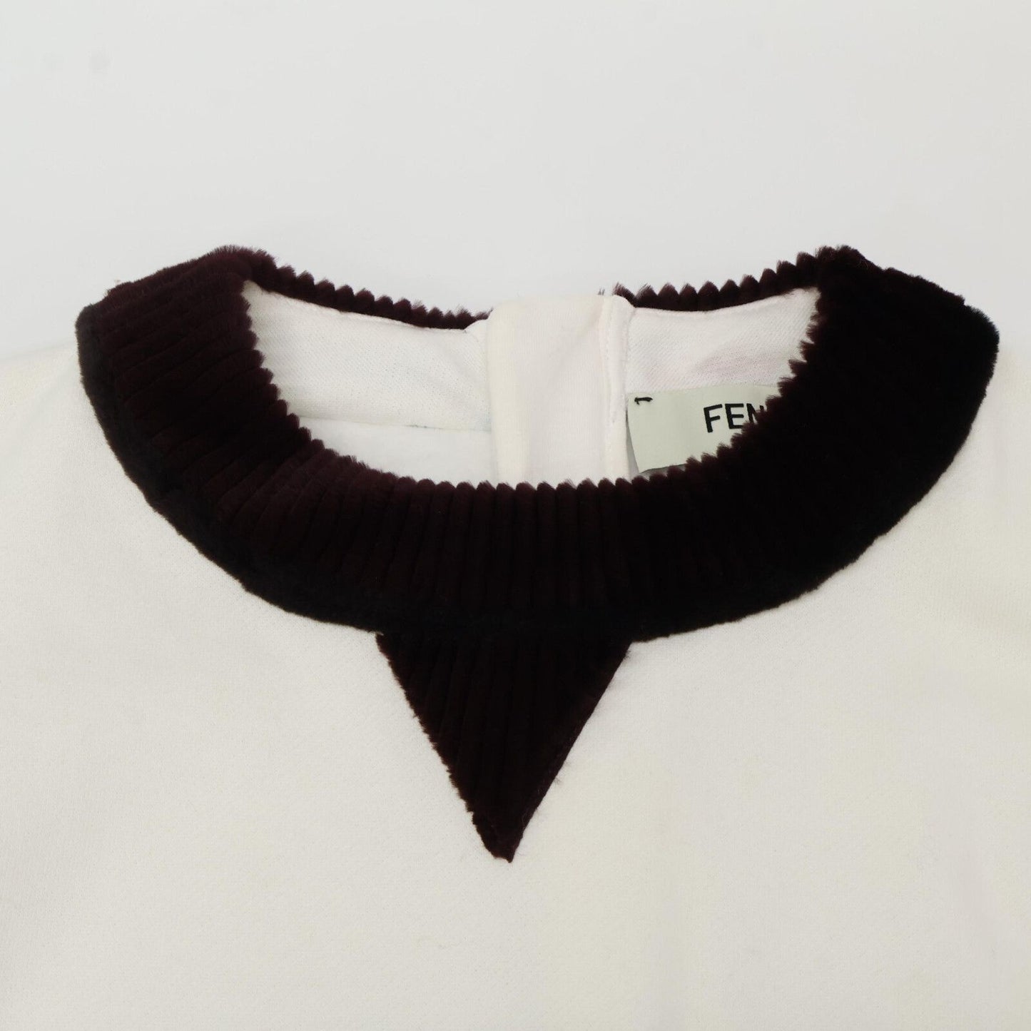Fendi White Logo Fur Back Zip Sweatshirt XS — view 5