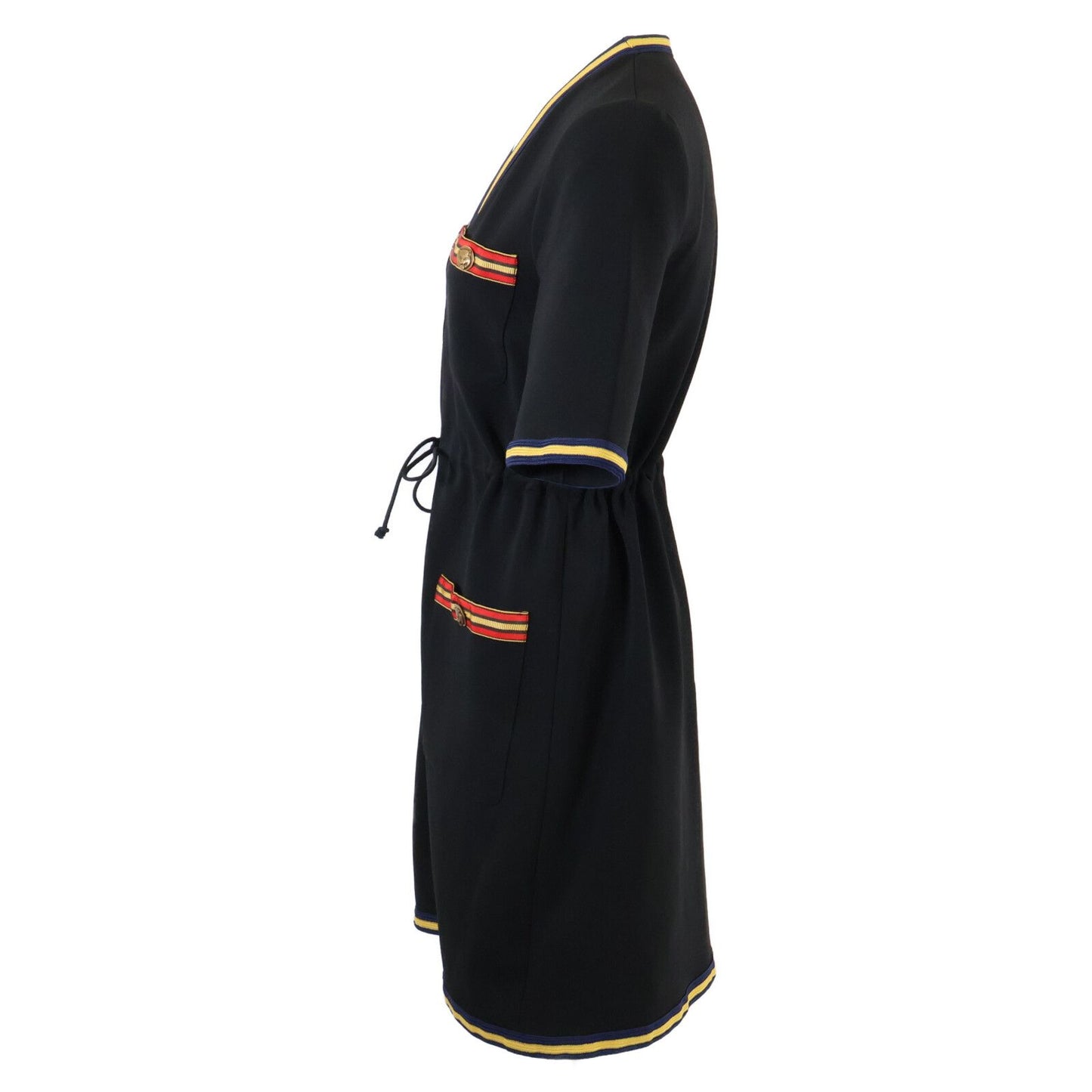 Gucci Black Rayon Blend Tiger Button Short Sleeve Shirt Dress XS — view 2