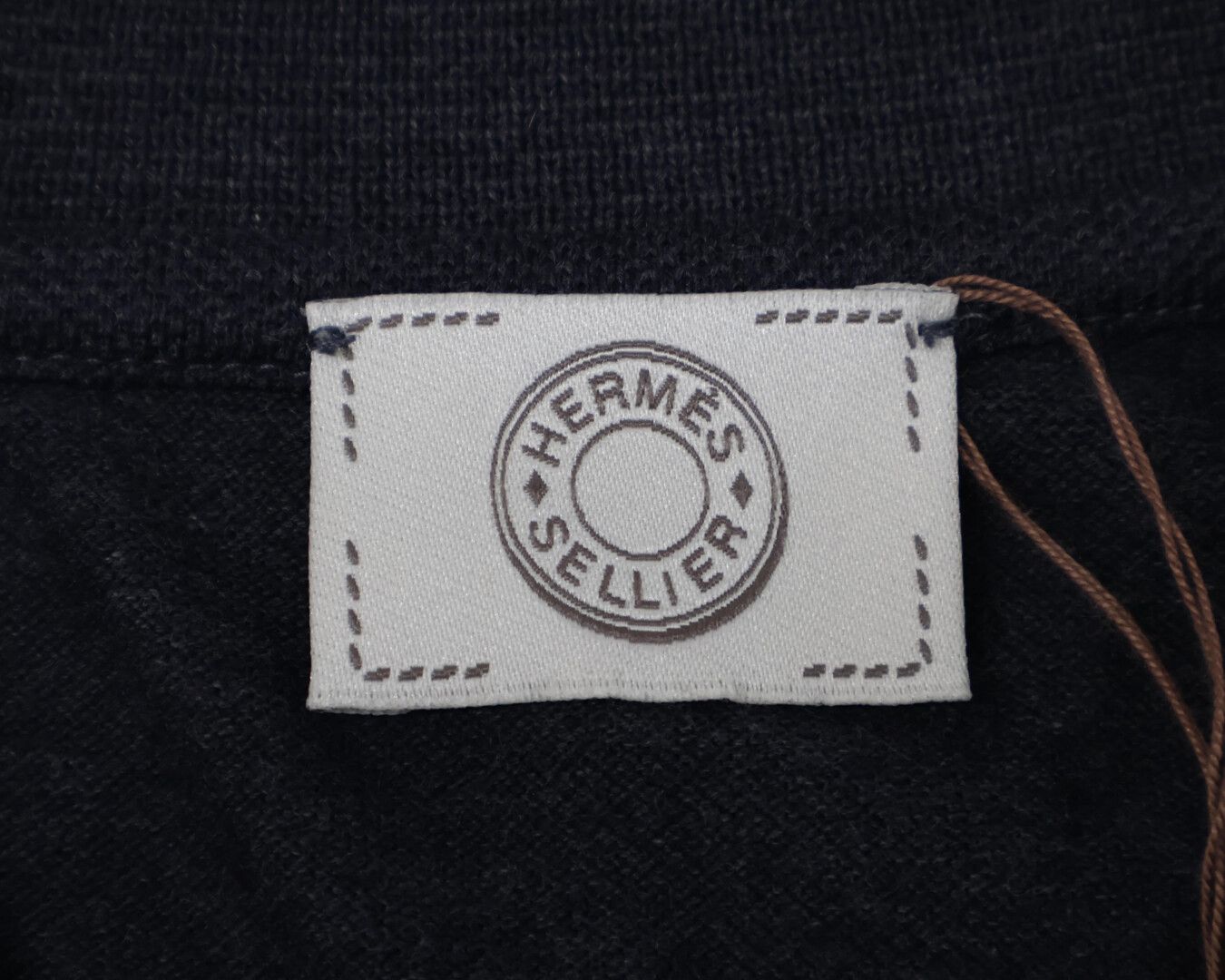 Hermes Charcoal Gray Cotton 100 Series Button Short Sleeve Polo — view 4