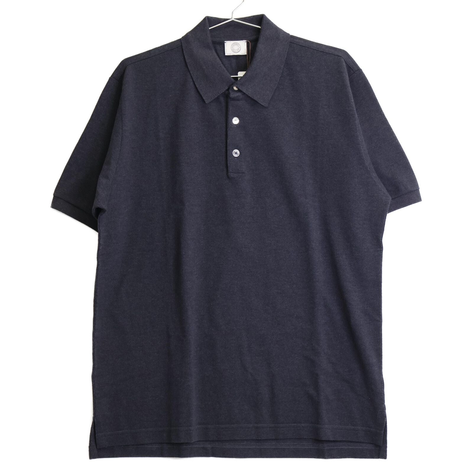 Hermes Charcoal Gray Cotton 100 Series Button Short Sleeve Polo