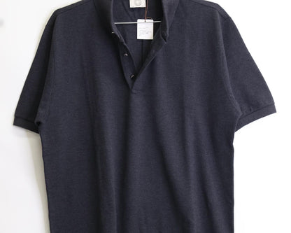 Hermes Charcoal Gray Cotton 100 Series Button Short Sleeve Polo — view 3