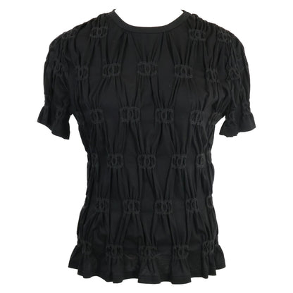 Chanel Cruise CC Logo Shirred Short Sleeve Top XS