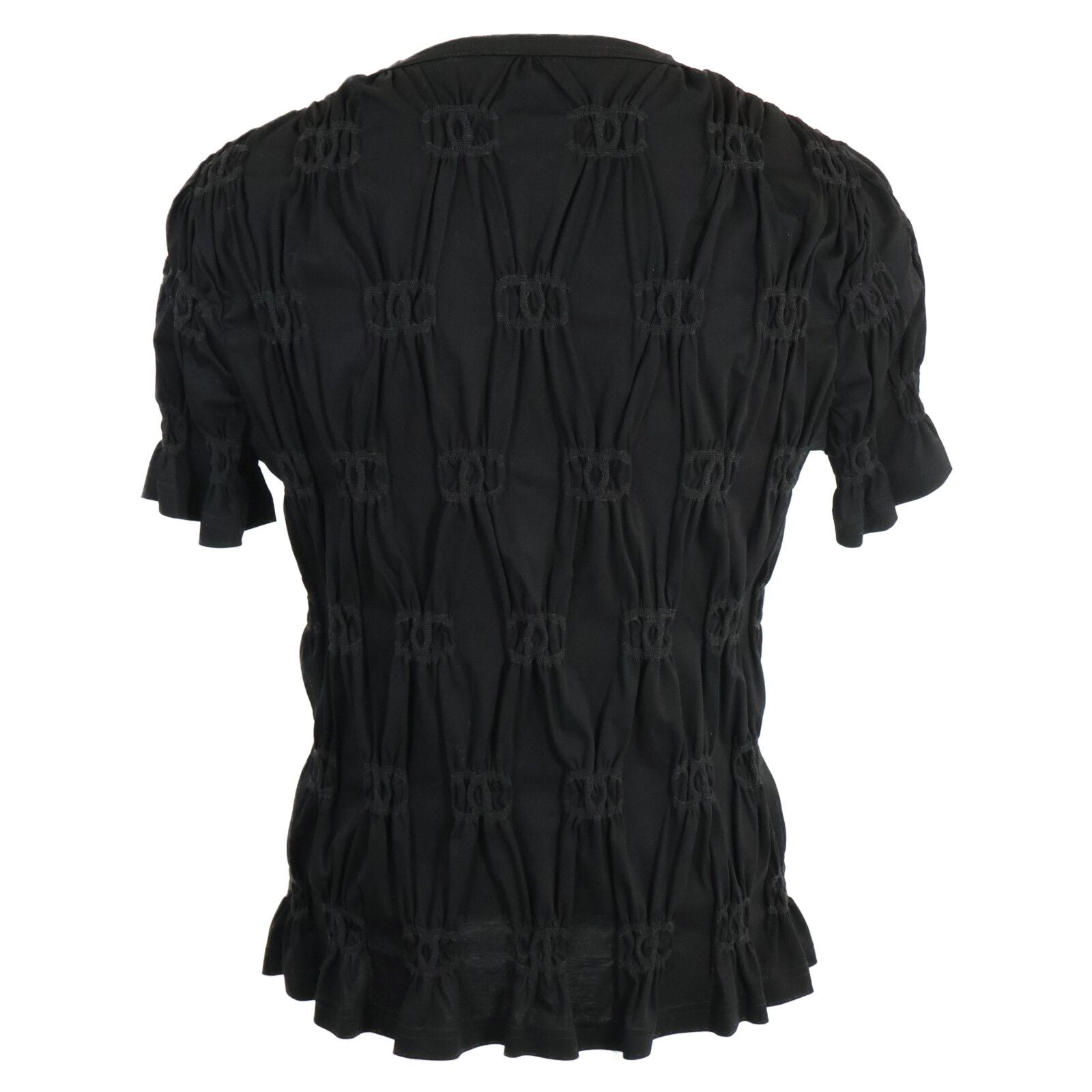 Chanel Cruise CC Logo Shirred Short Sleeve Top XS — view 2