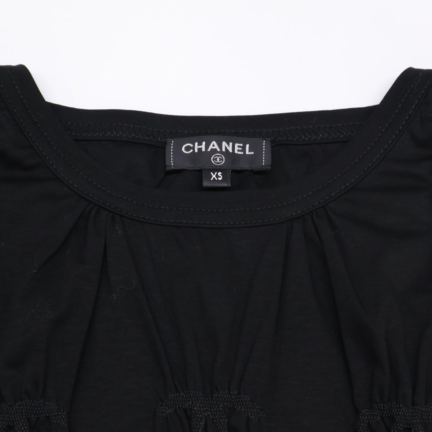 Chanel Cruise CC Logo Shirred Short Sleeve Top XS — view 6