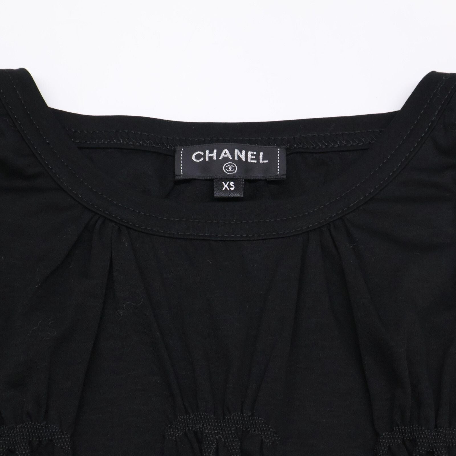 Chanel Cruise CC Logo Shirred Short Sleeve Top XS — view 6