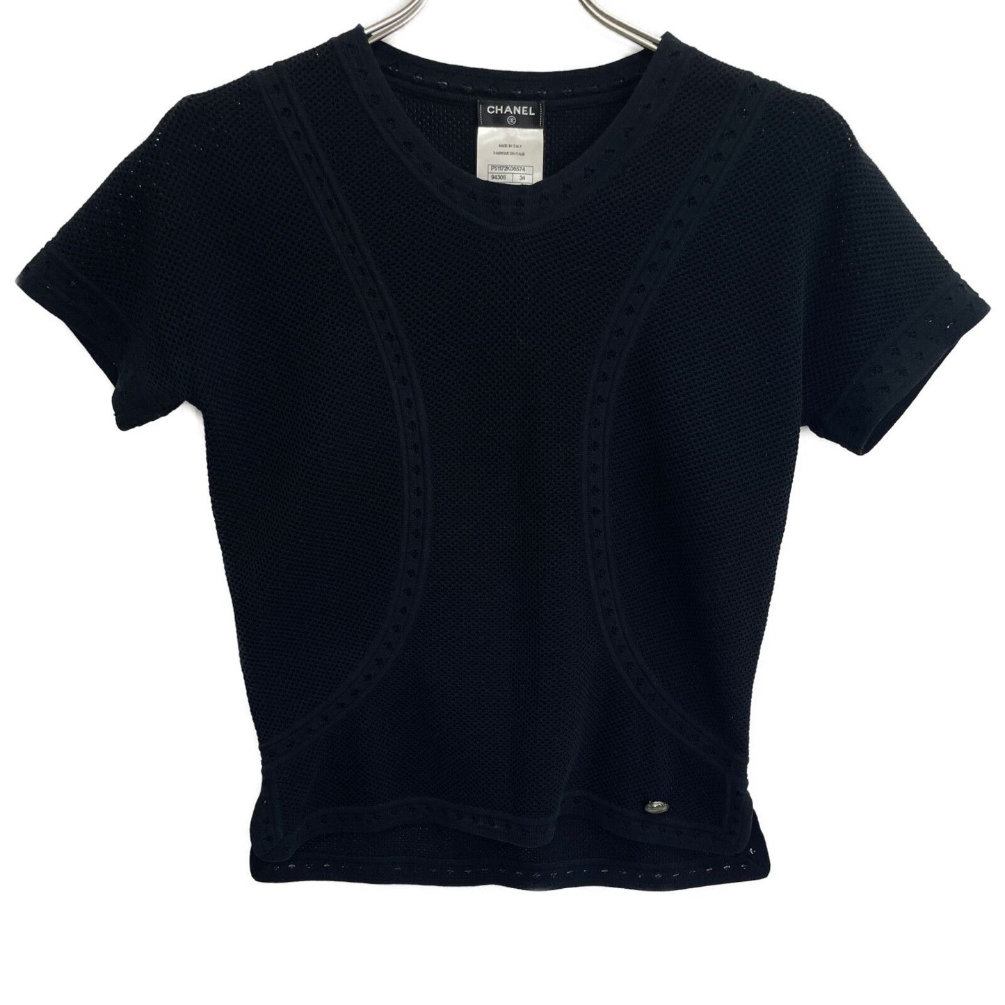 Chanel Black Cotton Knit T-Shirt 34 Sweater