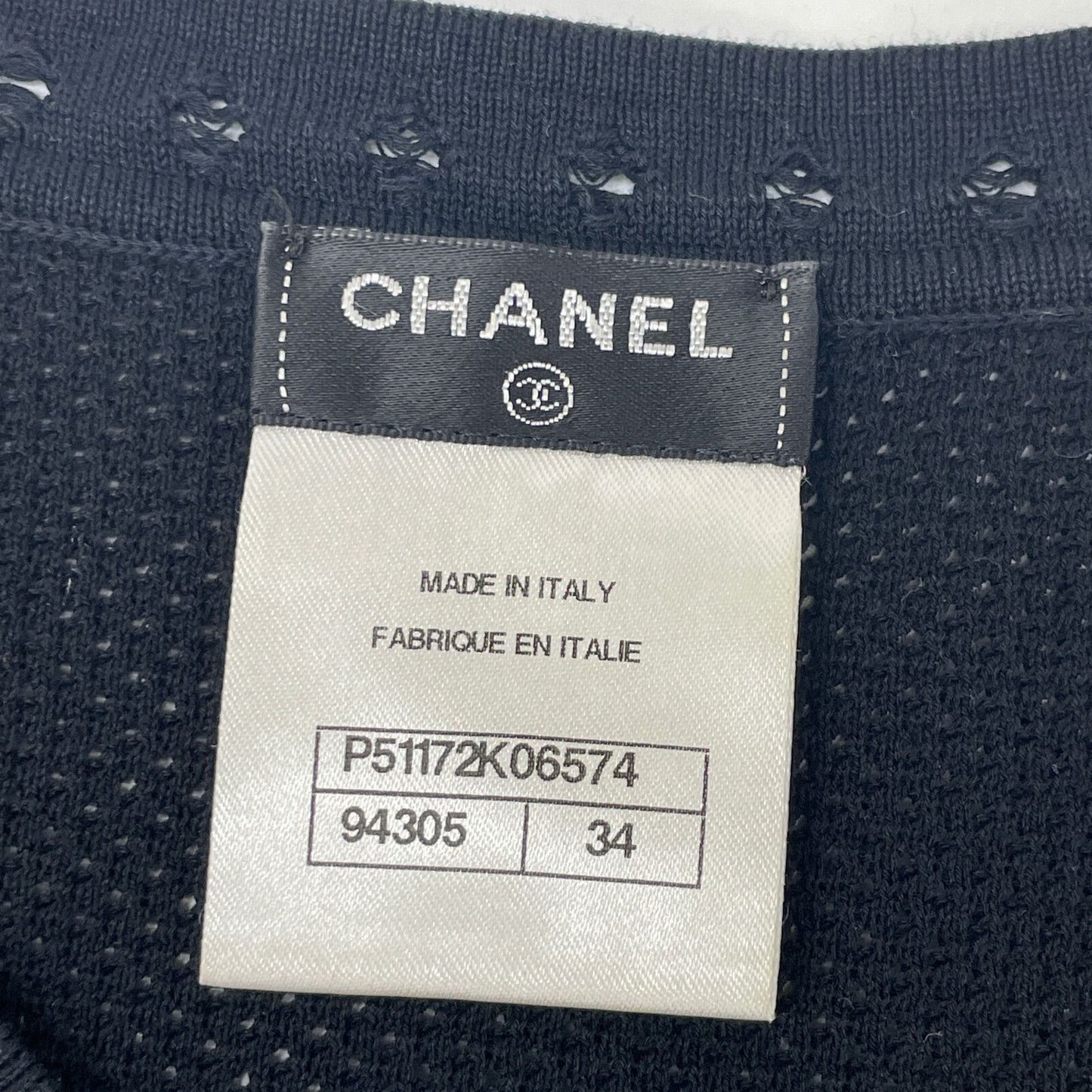 Chanel Black Cotton Knit T-Shirt 34 Sweater — view 3