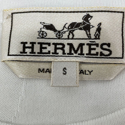 Hermes White Wave Embossed Half Sleeve Pullover Knit Sweater — view 2