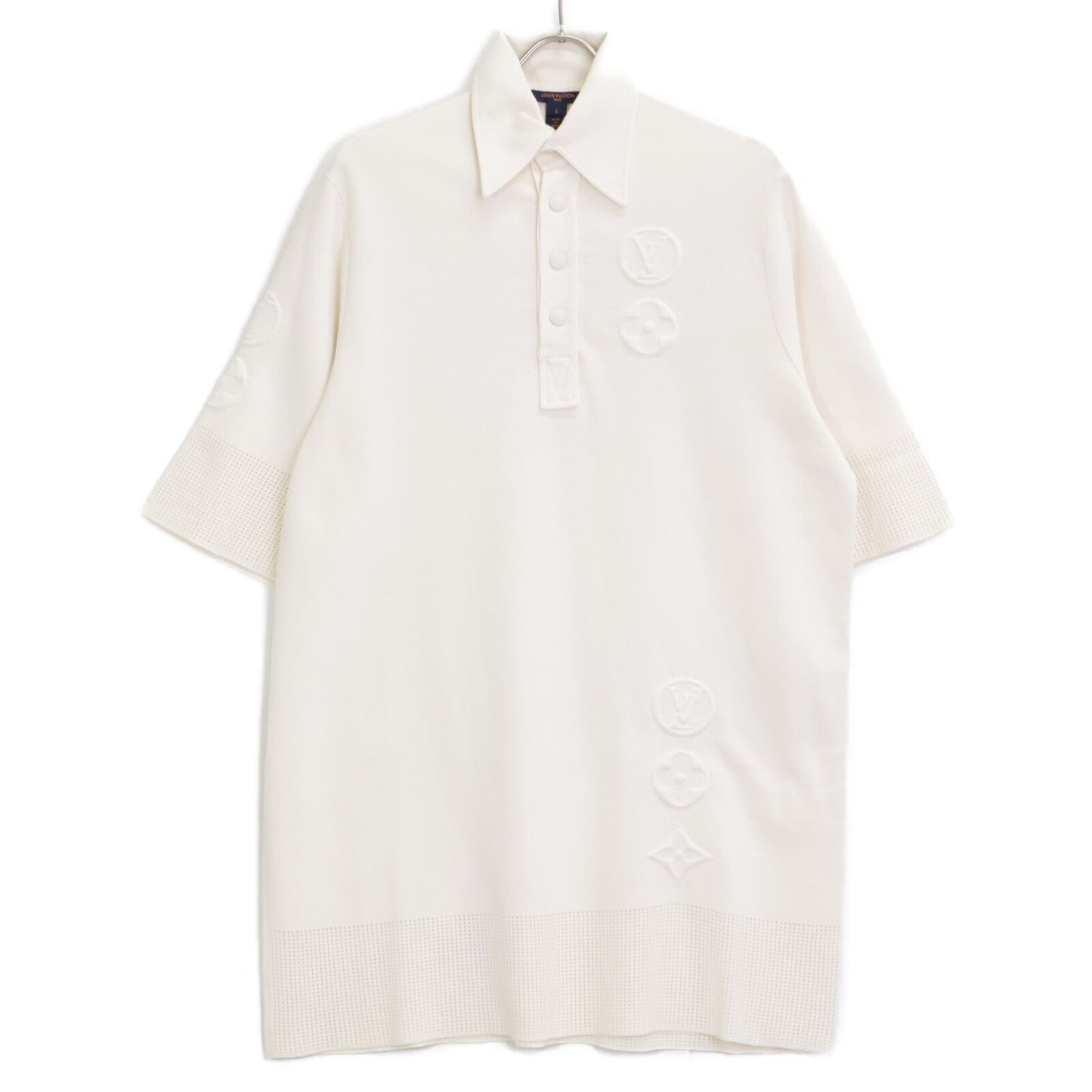 Louis Vuitton Cotton Logo Embossed Mesh Short Sleeve Polo Dress