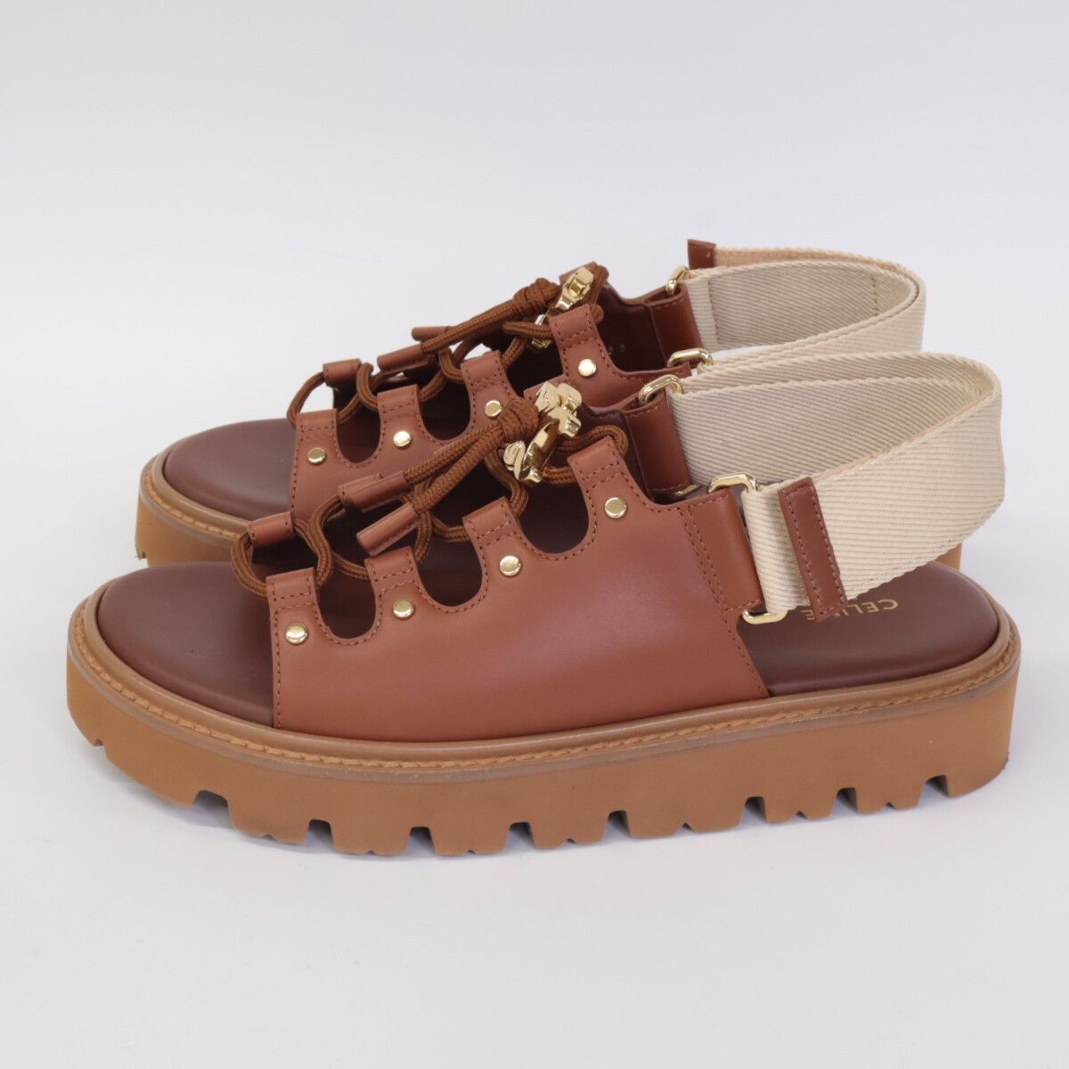 Celine Billi Chanki Sandals Calfskin & Textile — view 3