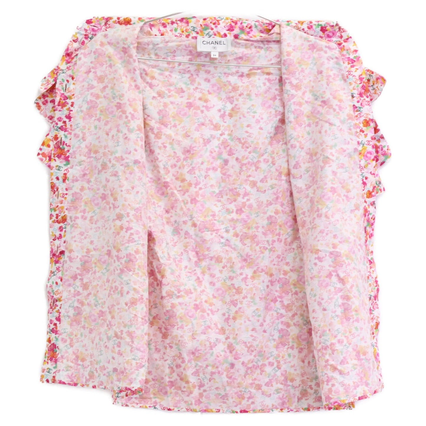 Chanel Ccx Flower All Over Pattern Cotton Silk Sleeveless Blouse 34 — view 5