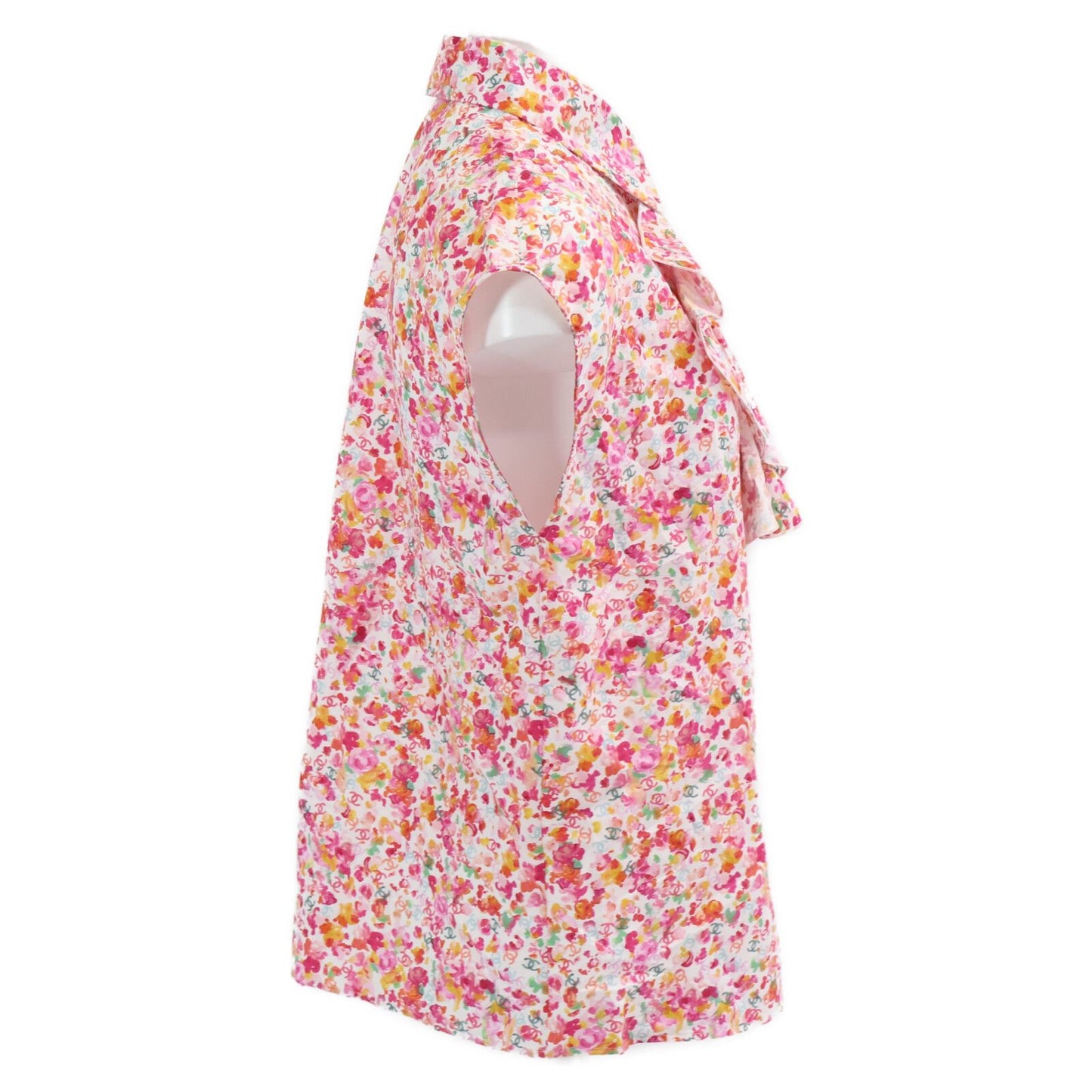 Chanel Ccx Flower All Over Pattern Cotton Silk Sleeveless Blouse 34 — view 4