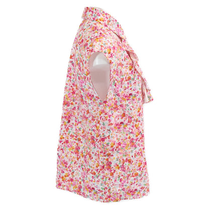 Chanel Ccx Flower All Over Pattern Cotton Silk Sleeveless Blouse 34 — view 4