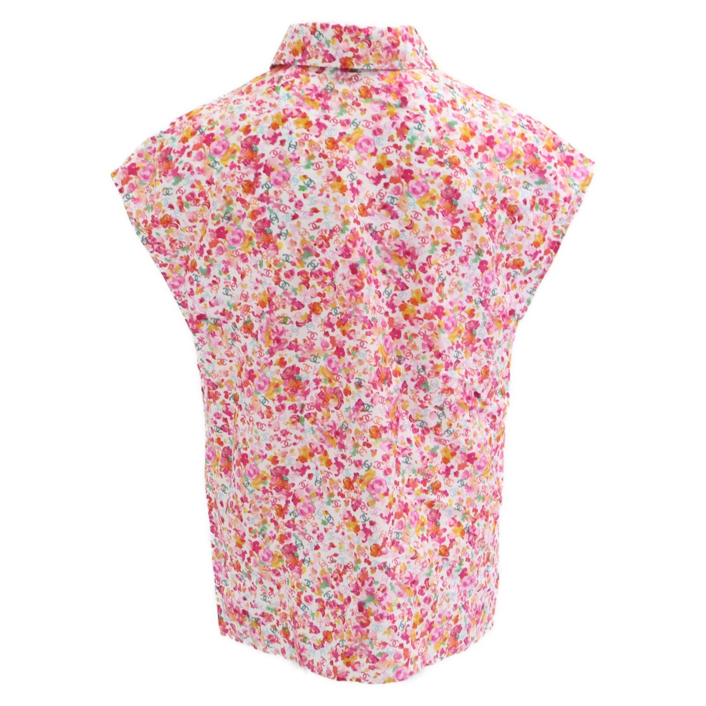 Chanel Ccx Flower All Over Pattern Cotton Silk Sleeveless Blouse 34 — view 2