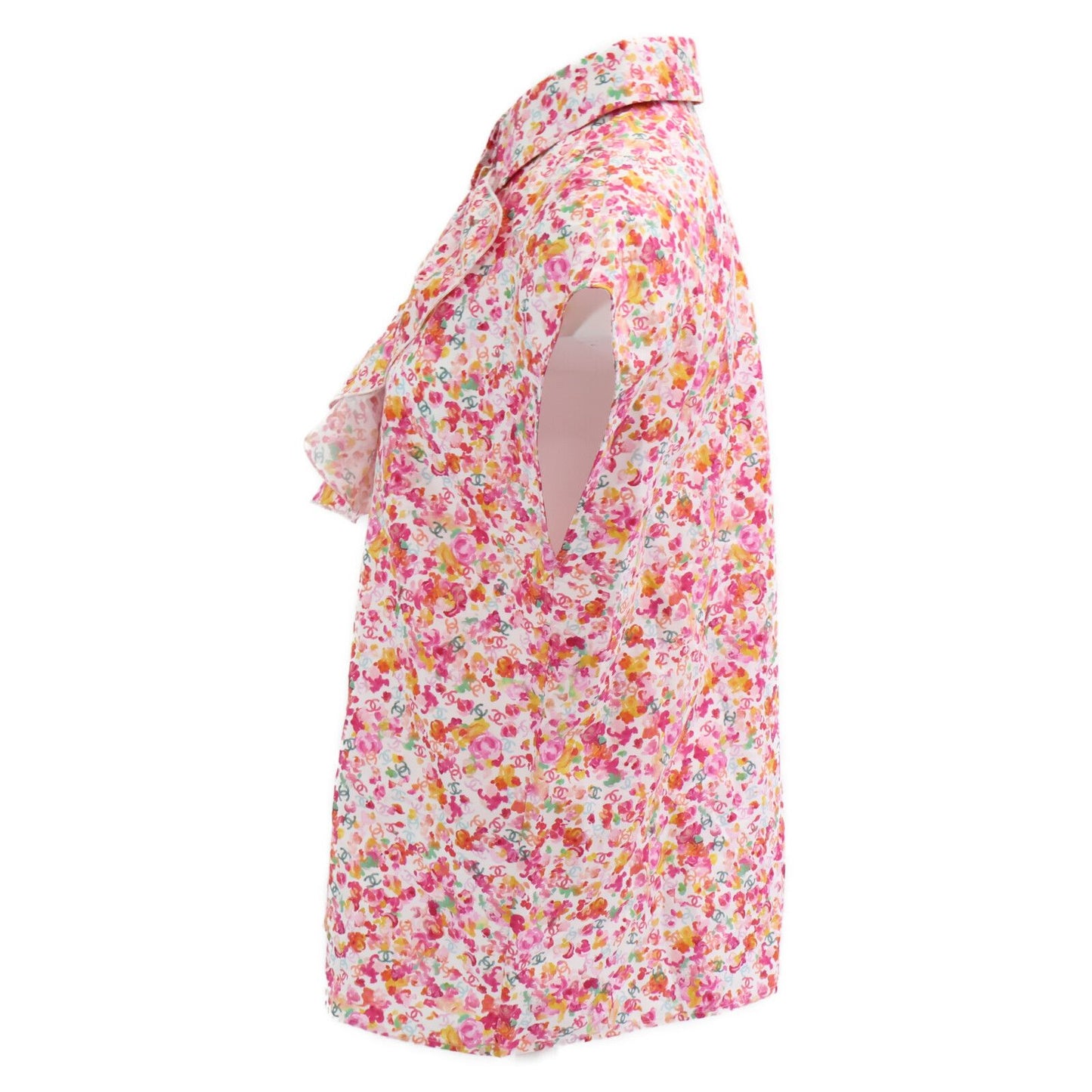 Chanel Ccx Flower All Over Pattern Cotton Silk Sleeveless Blouse 34 — view 3