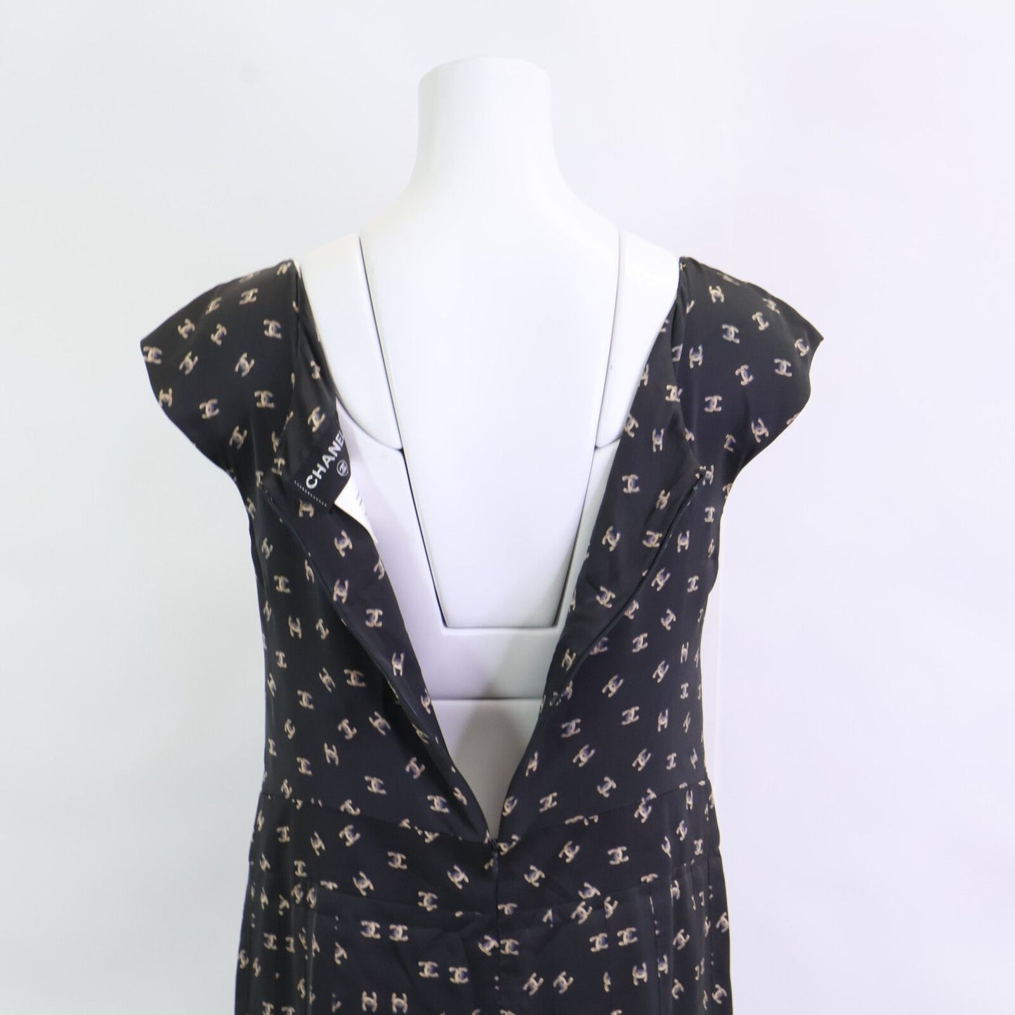 Chanel CC Logo Allover Silk 100% Sleeveless 38 Dress — view 5