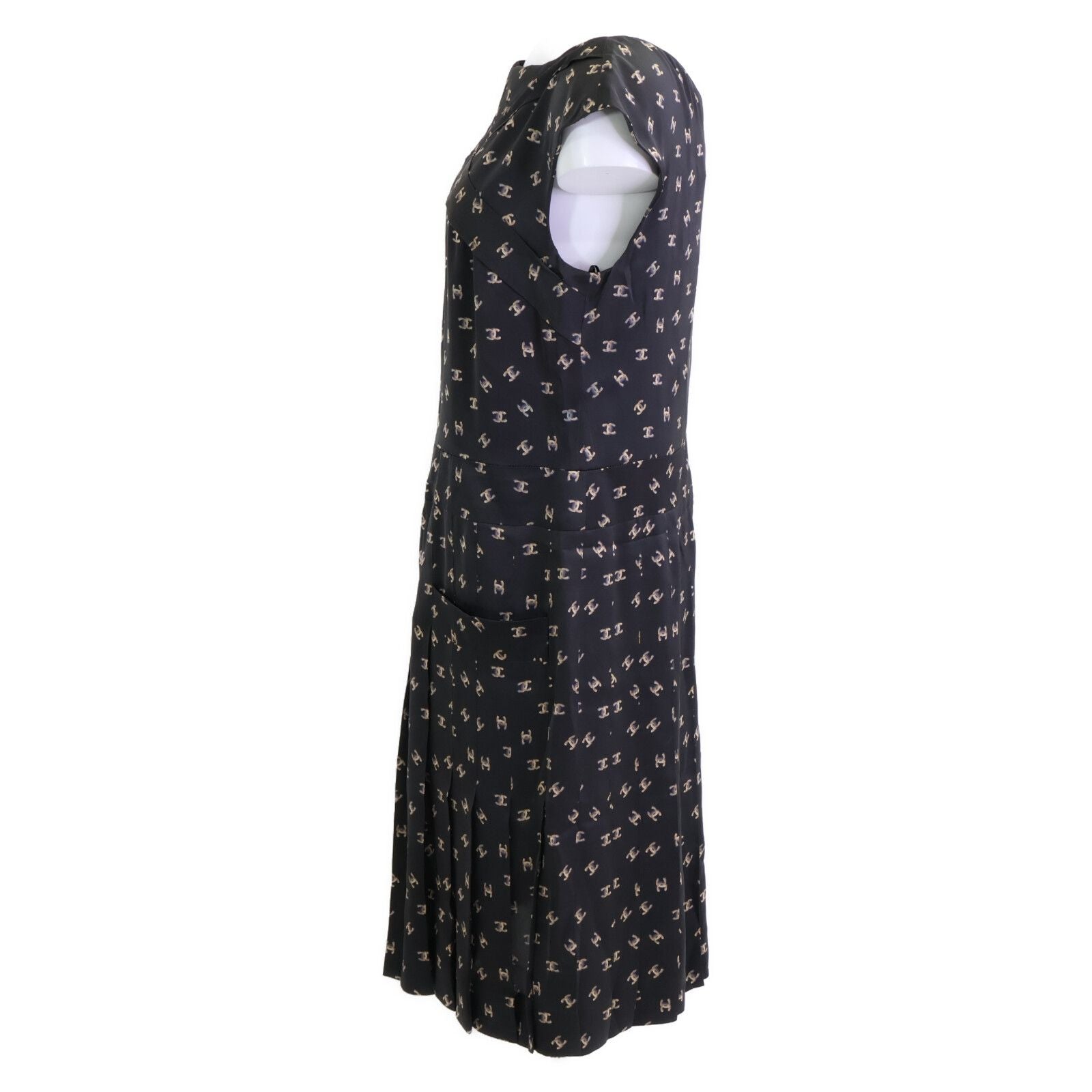 Chanel CC Logo Allover Silk 100% Sleeveless 38 Dress — view 3