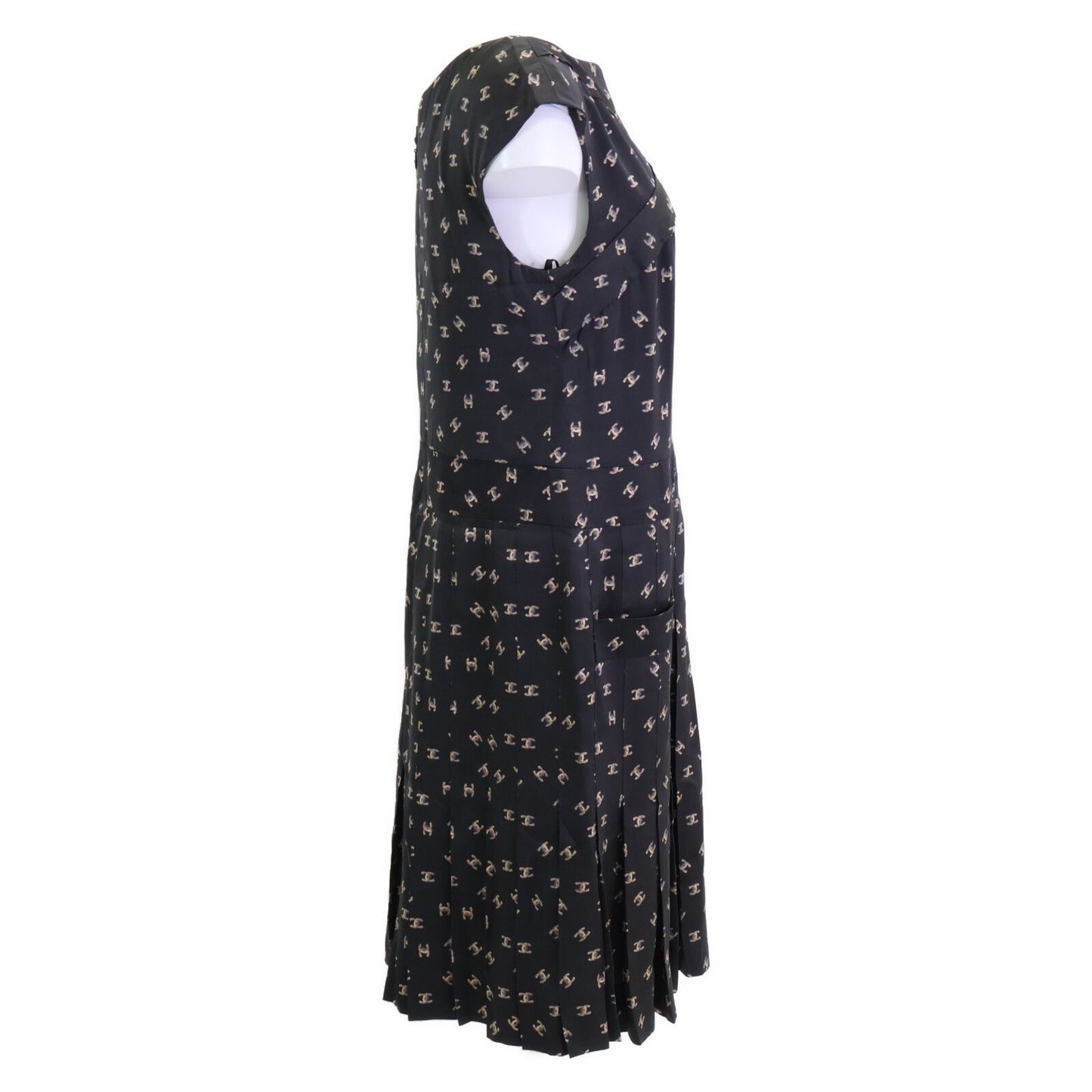 Chanel CC Logo Allover Silk 100% Sleeveless 38 Dress — view 4