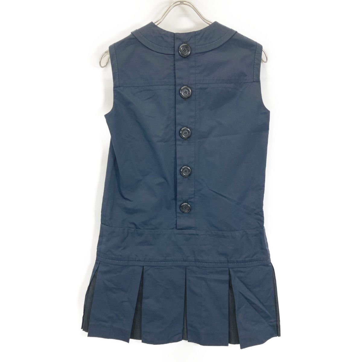 Louis Vuitton Navy Polyester Silk Back Button Nosleeve Ruffle Dress 38 — view 2