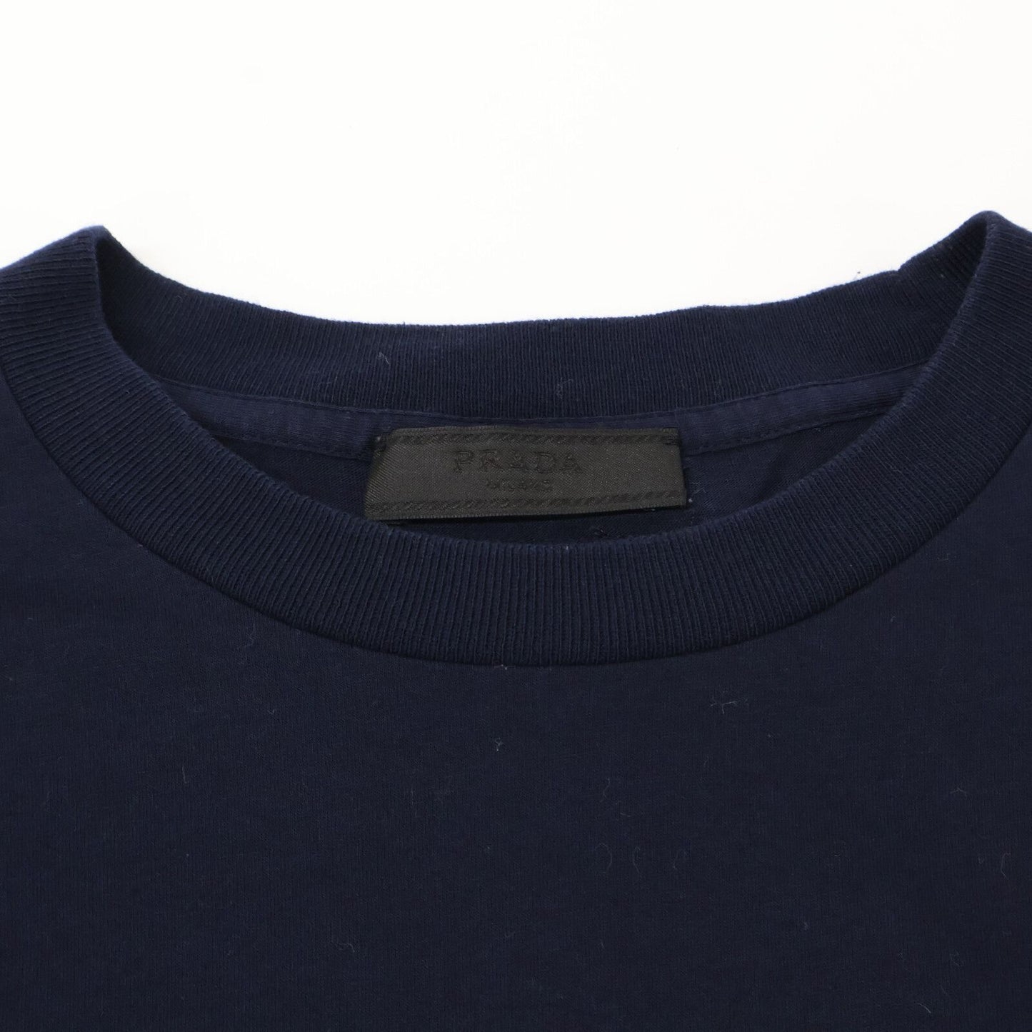 Prada Navy Triangle Logo Crew Neck T-Shirt — view 5