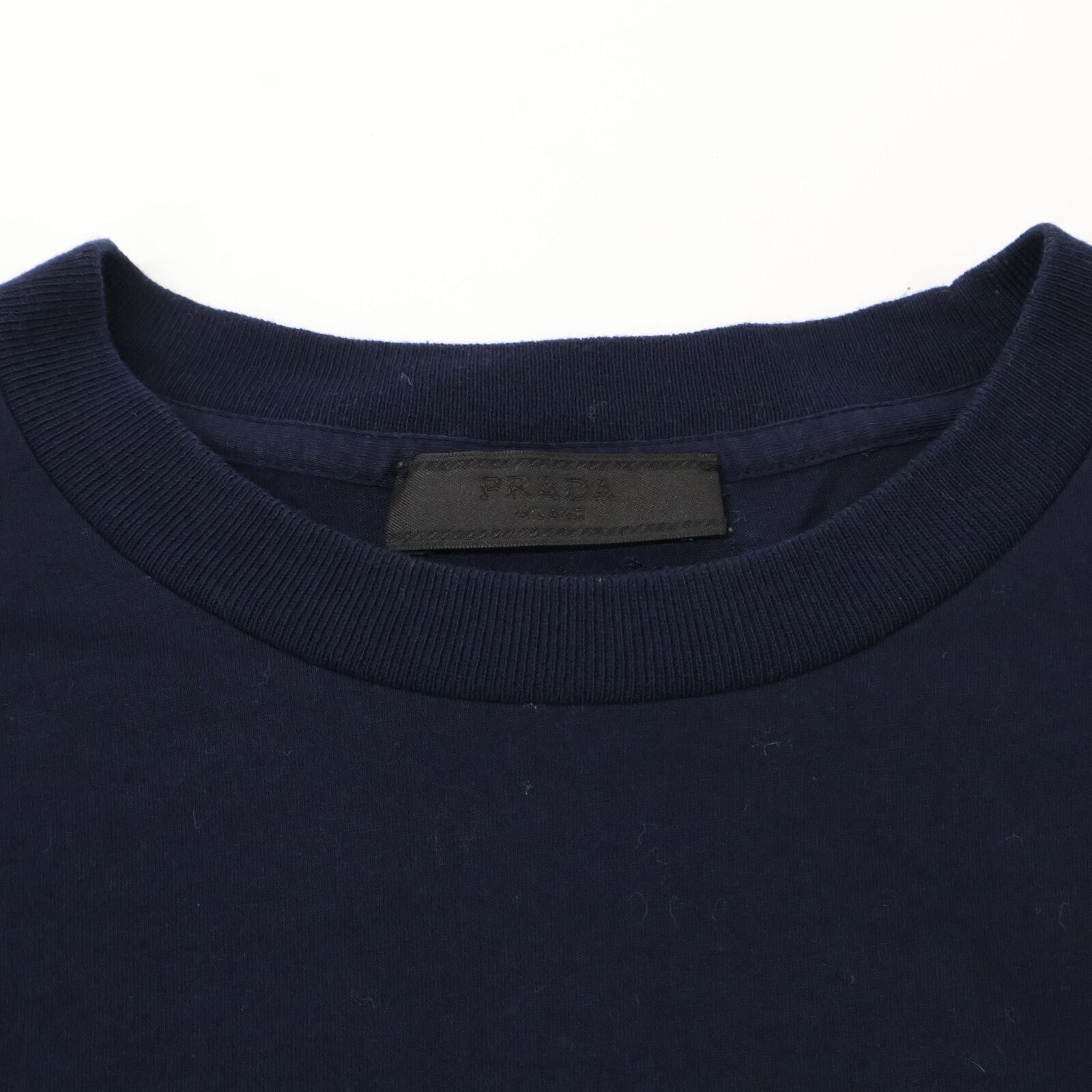 Prada Navy Triangle Logo Crew Neck T-Shirt — view 5