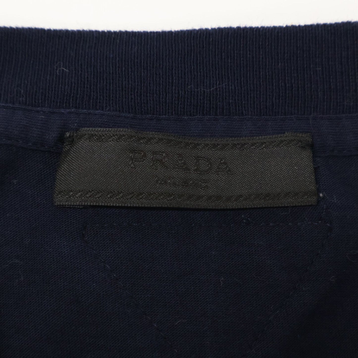 Prada Navy Triangle Logo Crew Neck T-Shirt — view 3