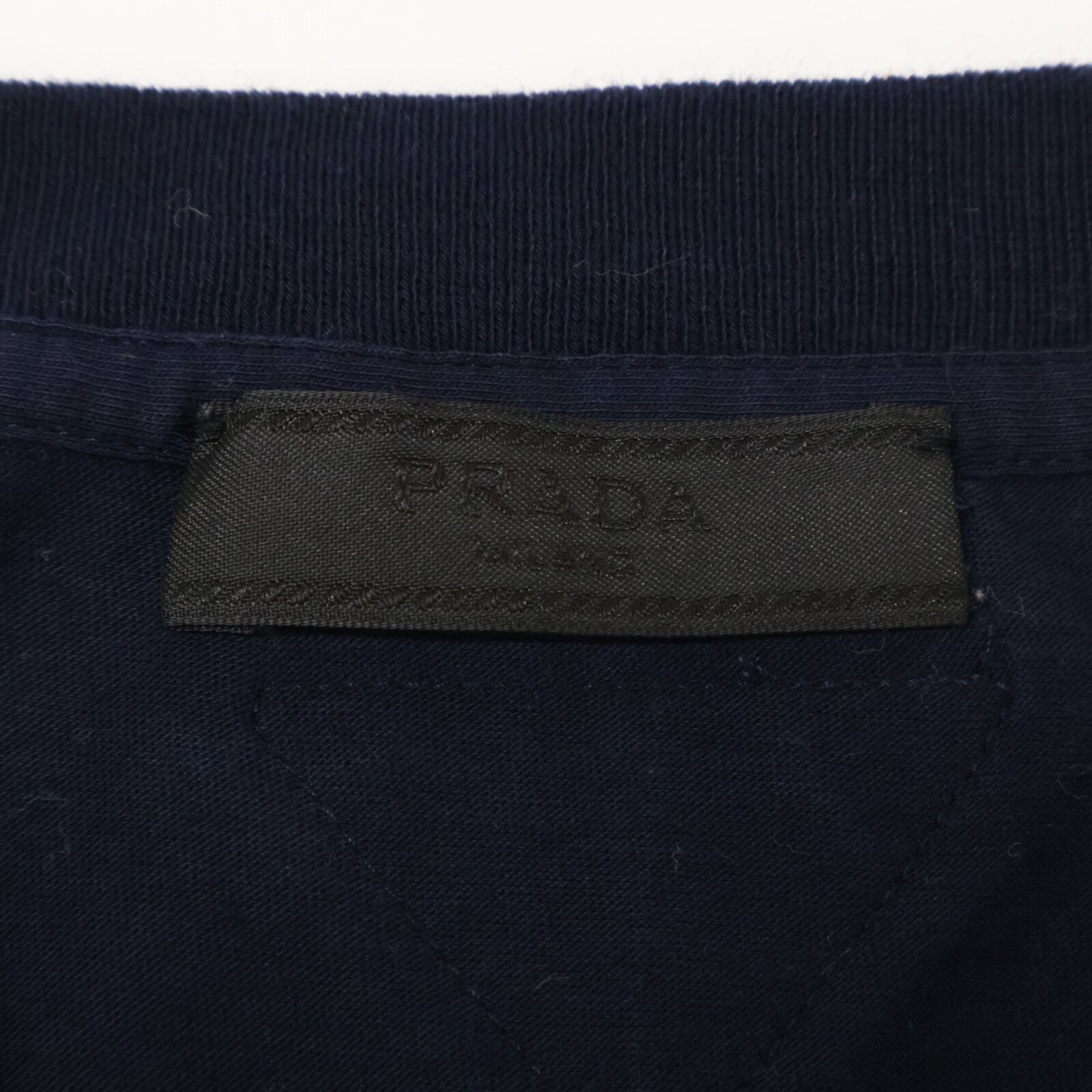 Prada Navy Triangle Logo Crew Neck T-Shirt — view 3