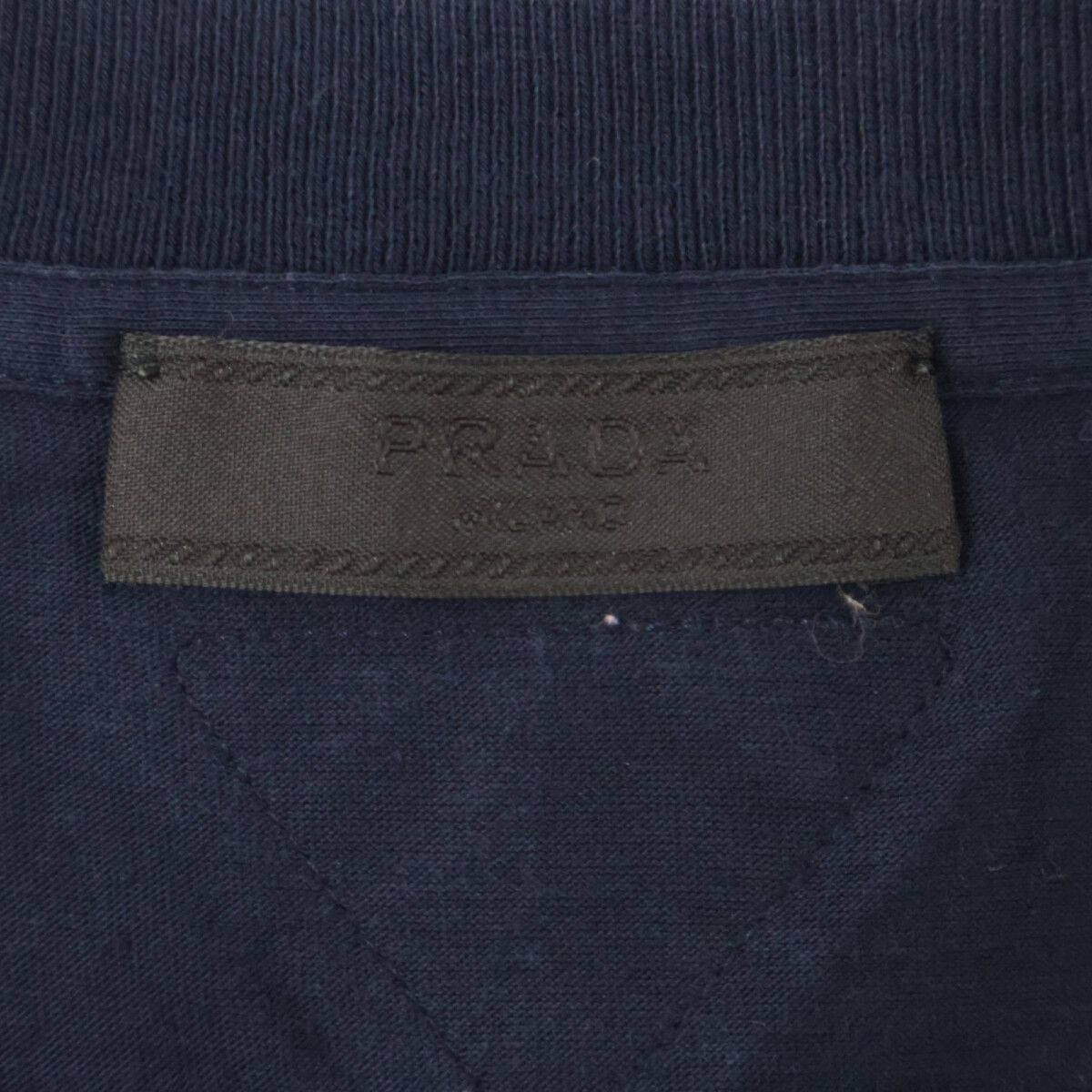 Prada Navy Triangle Logo Crew Neck T-Shirt — view 3