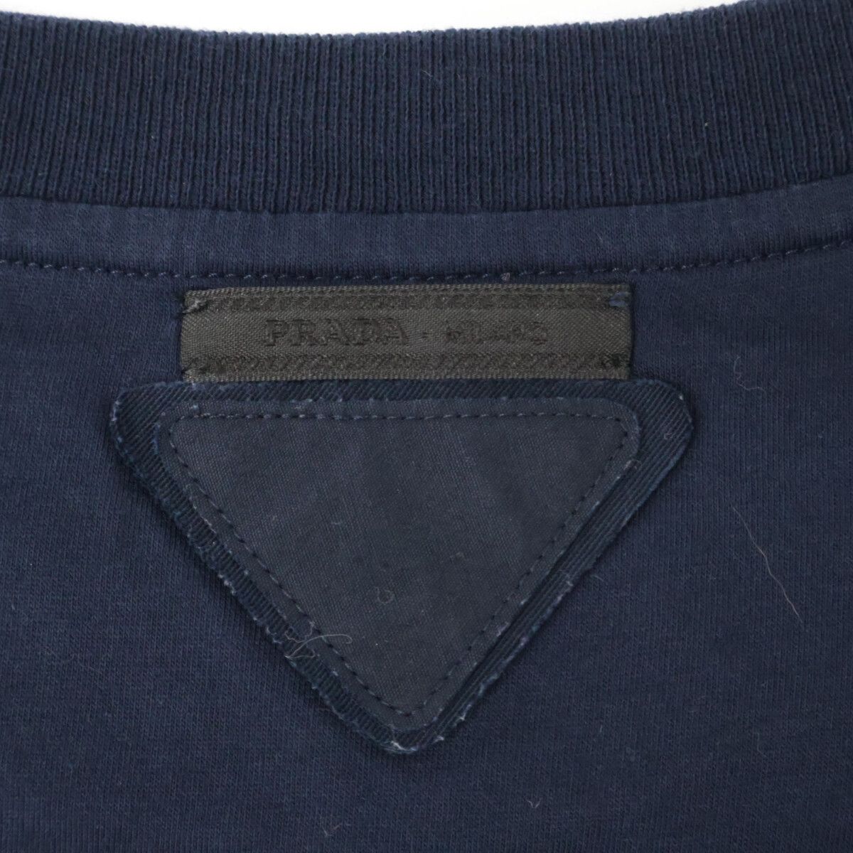 Prada Navy Triangle Logo Crew Neck T-Shirt — view 9
