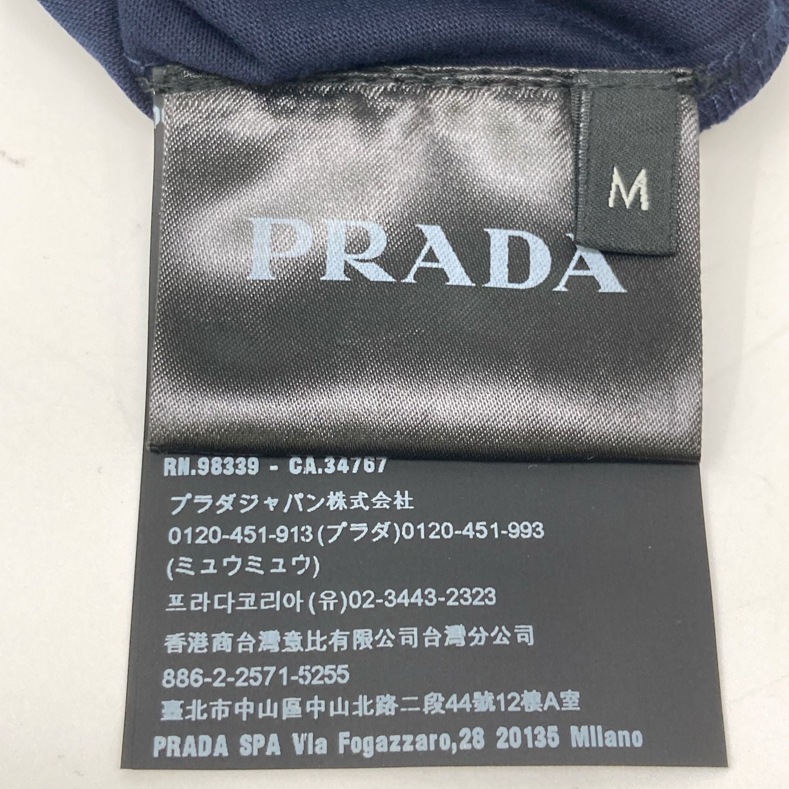 Prada Triangle Logo Navy Crew Neck T-Shirt — view 4