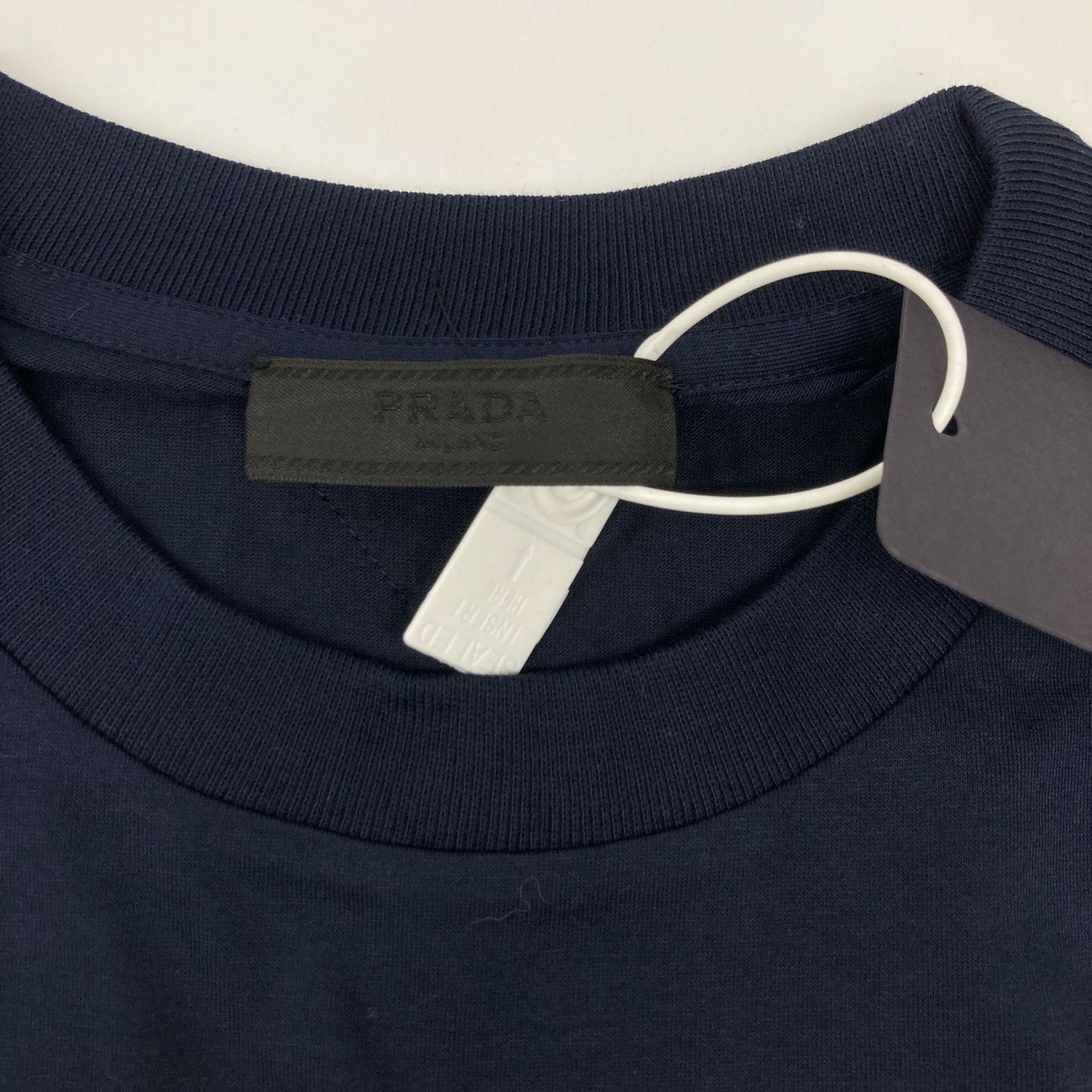Prada Triangle Logo Navy Crew Neck T-Shirt — view 3
