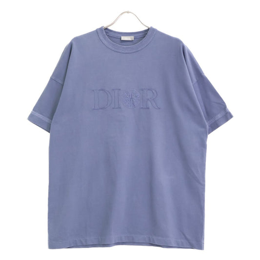 Dior Stone Blue Logo Short Sleeve T-Shirt