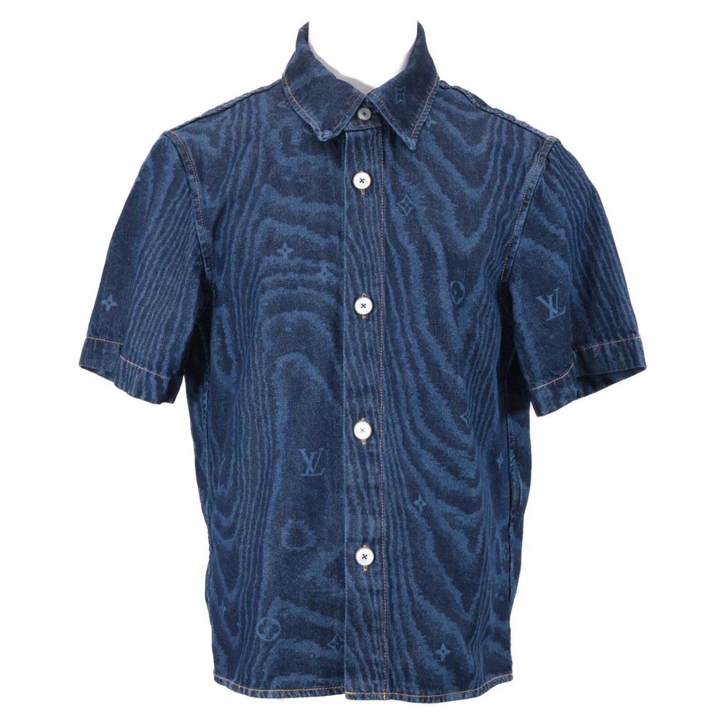 Louis Vuitton MM Von Monogram Short Sleeve Denim Shirt
