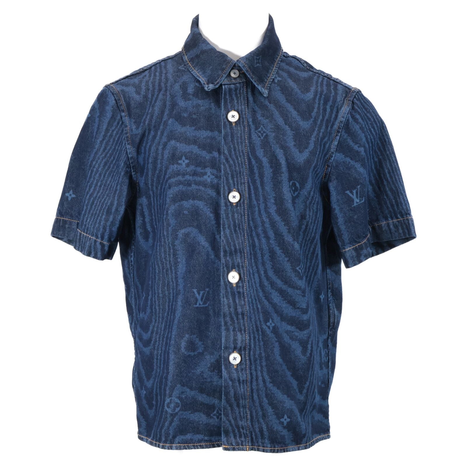 Louis Vuitton MM Von Monogram Short Sleeve Denim Shirt