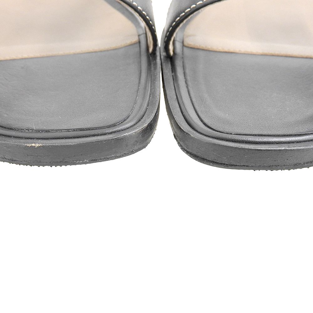 Hermes Oran Flat Sandals Shoes Black 36.5 — view 4