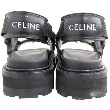 Celine Leather Fabric Sandals Bulky Shoes Black 38.5 — view 3