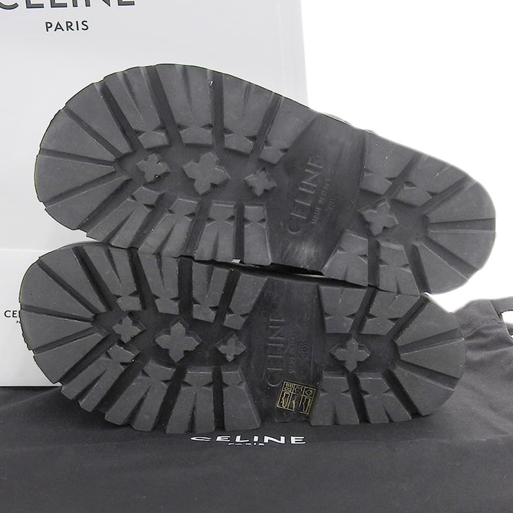Celine Leather Fabric Sandals Bulky Shoes Black 38.5 — view 2