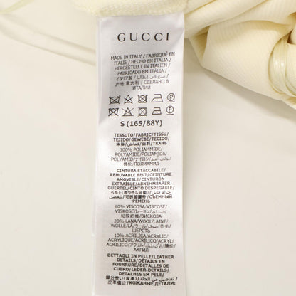 Gucci White Blue Trim Jersey Dress Gold Button Wrap — view 4
