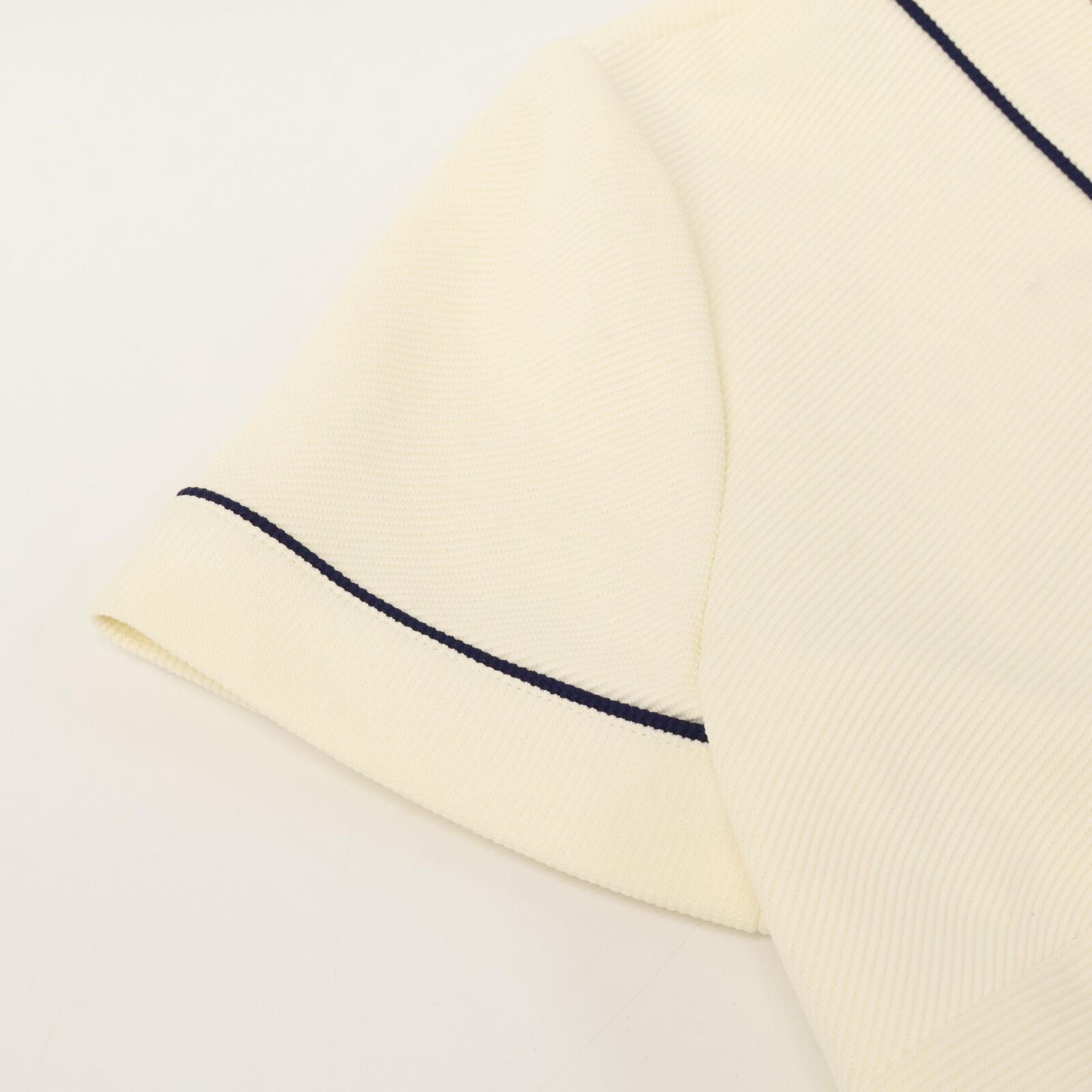 Gucci White Blue Trim Jersey Dress Gold Button Wrap — view 6