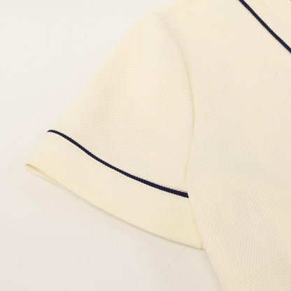 Gucci White Blue Trim Jersey Dress Gold Button Wrap — view 6