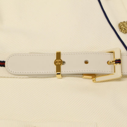 Gucci White Blue Trim Jersey Dress Gold Button Wrap — view 8