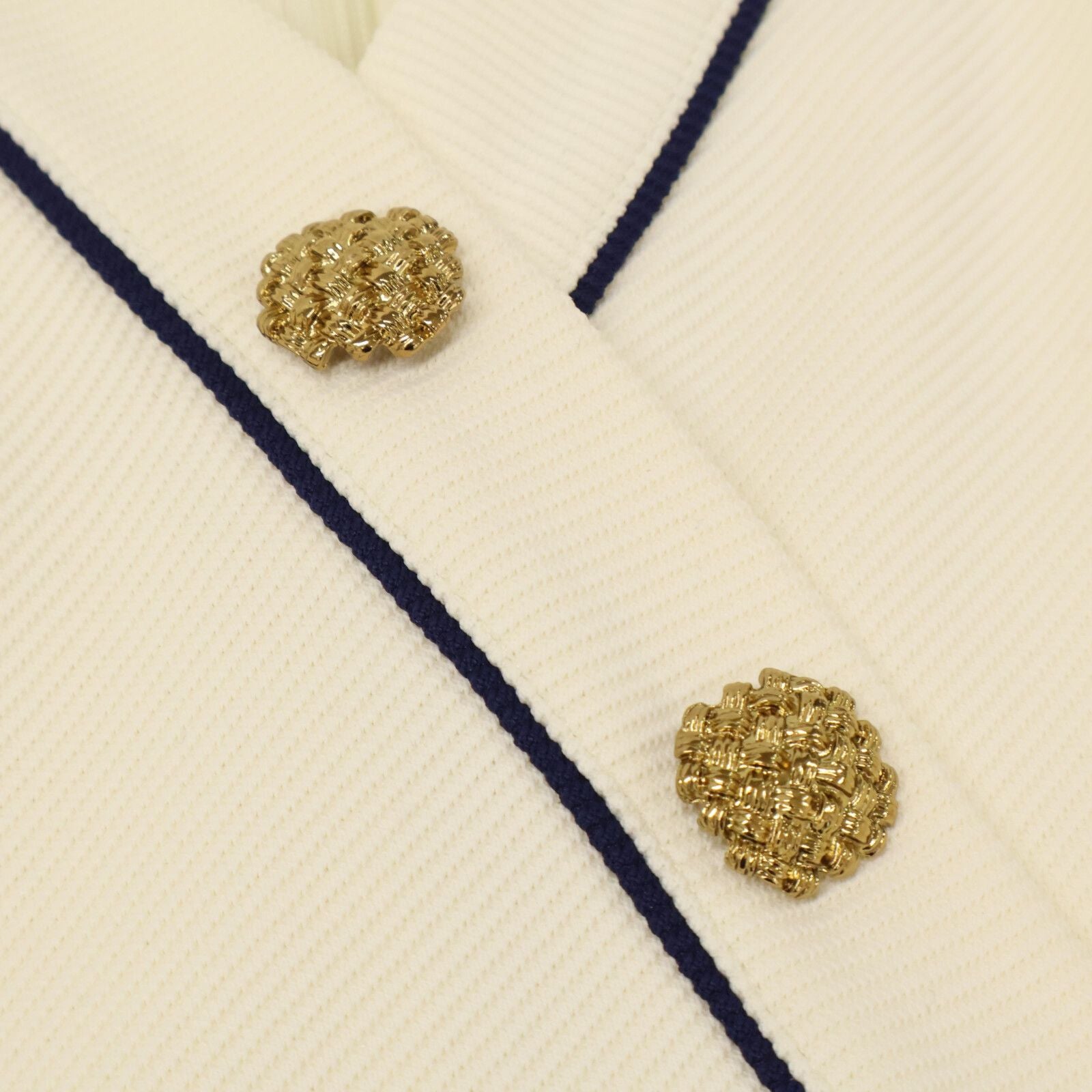 Gucci White Blue Trim Jersey Dress Gold Button Wrap — view 7