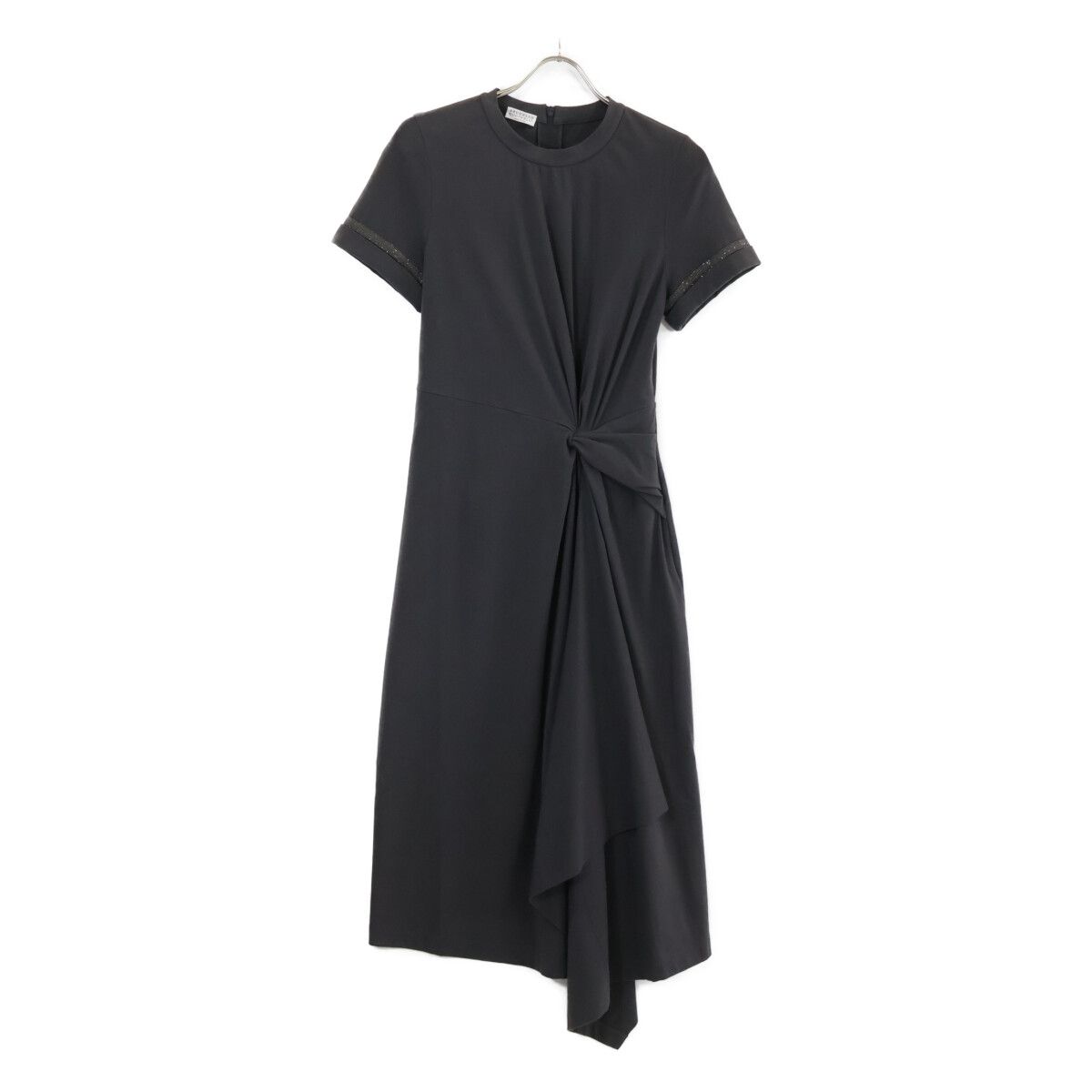 Brunello Cucinelli Gray Short Sleeve Cotton Dress XS