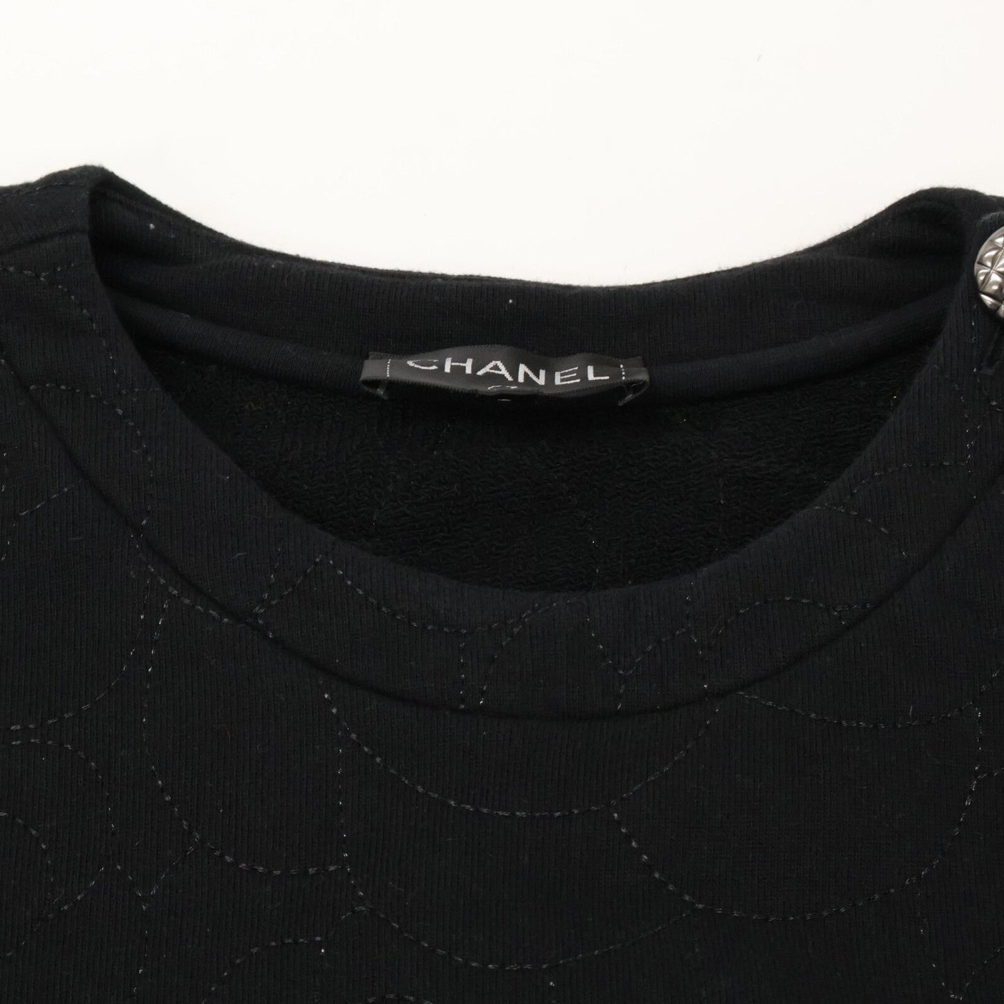 Chanel CC Logo Button Camellia Embroidery Sweatshirt Shirt 40 — view 6