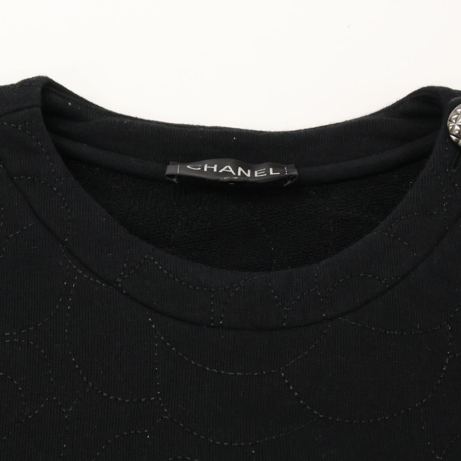 Chanel CC Logo Button Camellia Embroidery Sweatshirt Shirt 40 — view 6